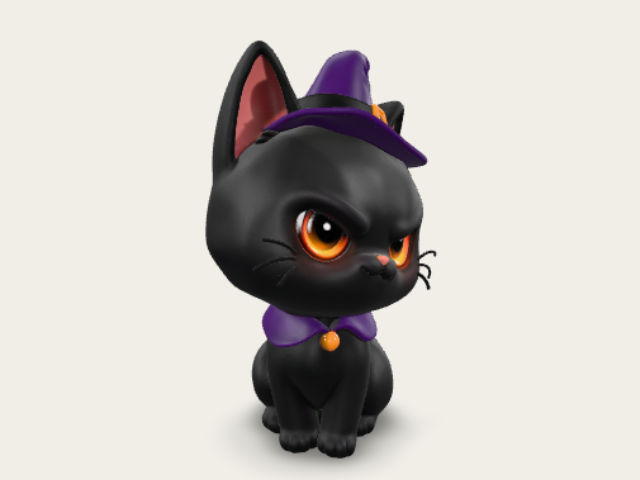 Evil Halloween Chibi Cat model preview