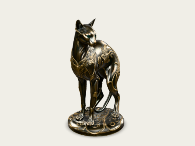 Floral Bronze Cat Statue model preview