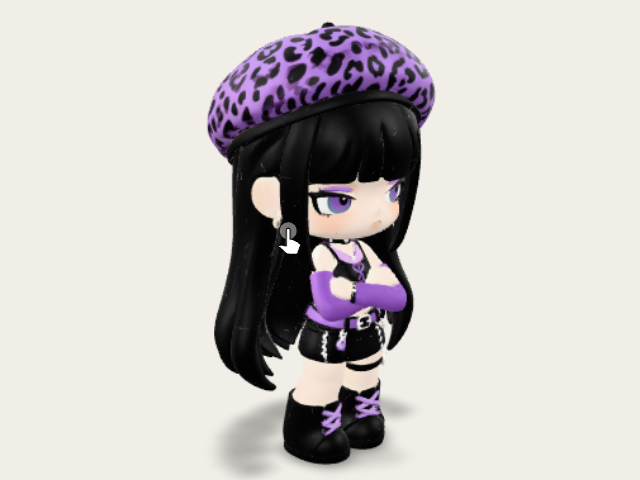 Purple Leopard Beret model preview