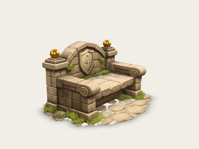 Stone Bench With Shield Crest preview