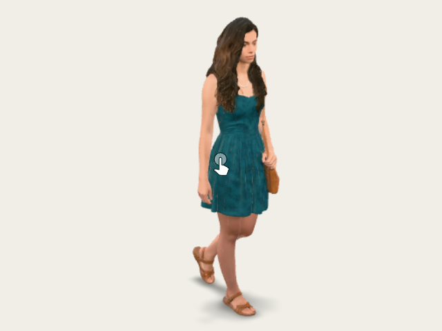 Teal Floral Aline Dress With Brown Crossbody model preview