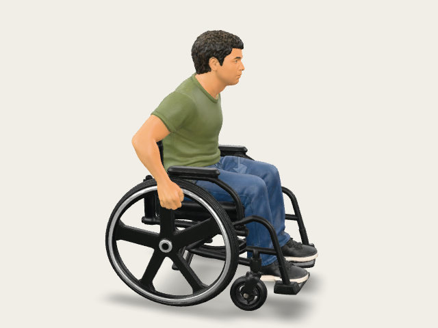 Wheelchair Man 5 Spoke Wheels model preview