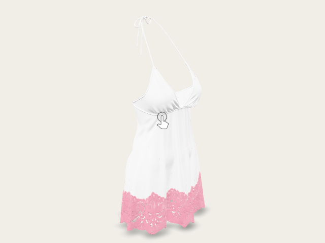 White Halter Dress With Pink Lace Hem model preview