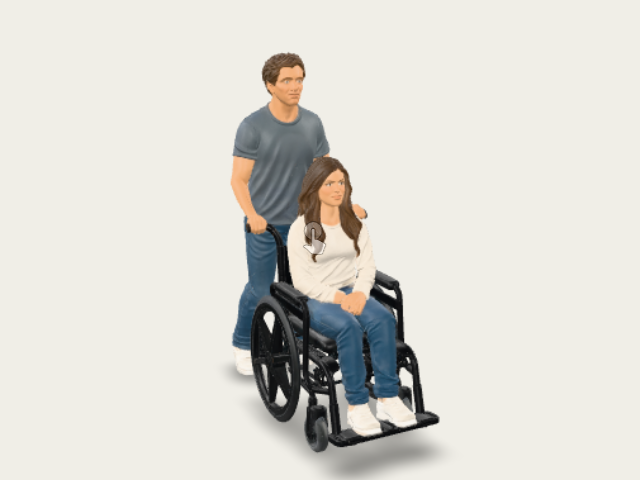 Young Man Pushing Wheelchair Woman preview