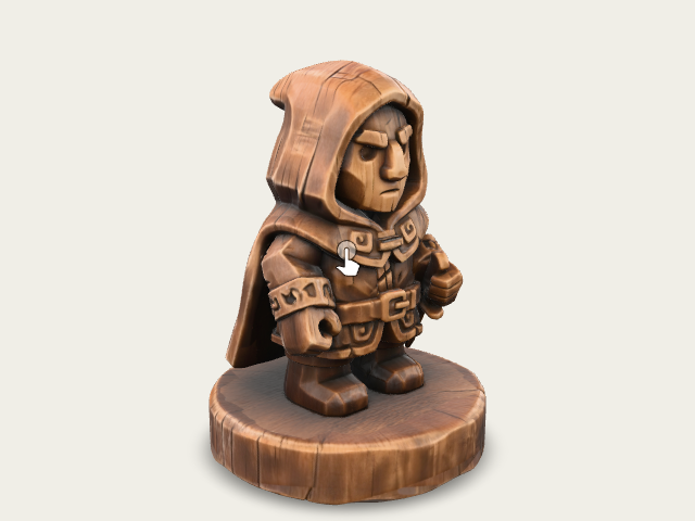 A 3D Image Of A Simple Wooden Carved Rogue Shape C (2) model preview