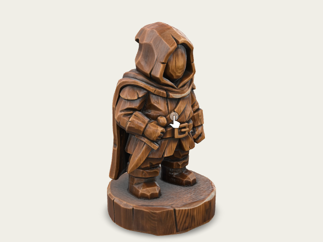 A 3D Image Of A Simple Wooden Carved Rogue Shape C model preview