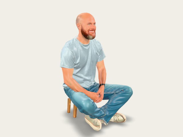 Bearded Balding Man Man Aged 50 Wearing Casual Jea model preview