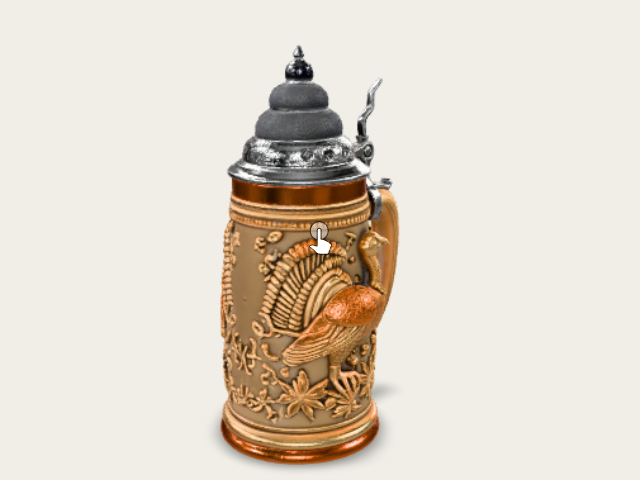 High Detail Beer Stein With Embossed Thanksgiving preview