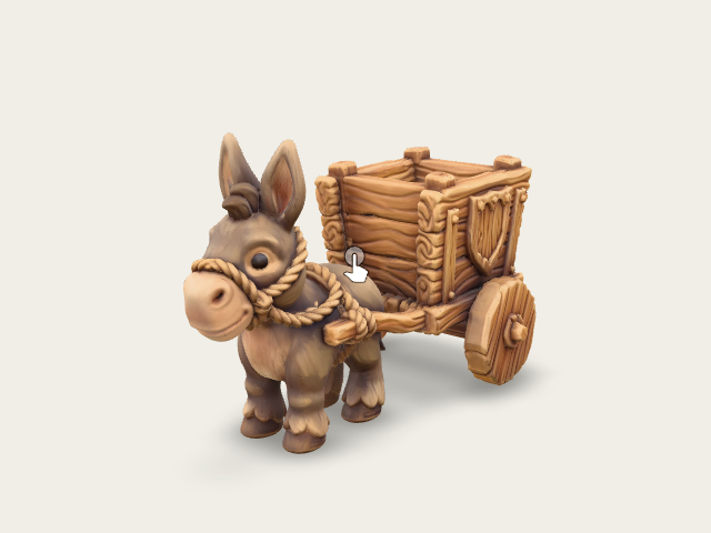 Donkey And Wooden Cart model preview
